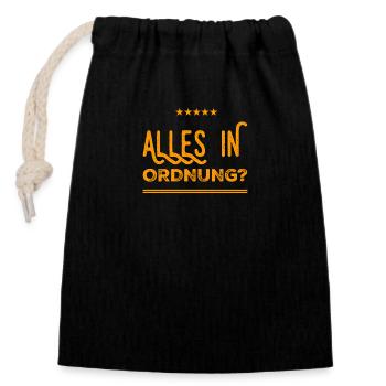 alles fein? - Verschließbarer Geschenkbeutel aus Baumwolle (14x20cm) - Schwarz - Vorne