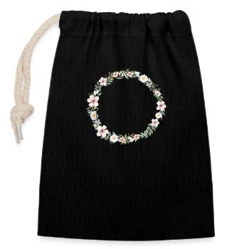 Cute Flower Wreath Customizable - Closable cotton gift bag (14x20cm) - black - Front