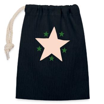 Étoile Rose Vert - Sac cadeau en coton avec cordon (14 x 20 cm) - bleu marine - Devant