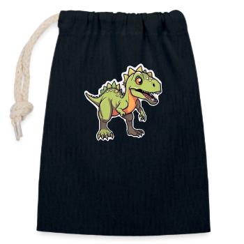 dinosaure dessin animé - Sac cadeau en coton avec cordon (14 x 20 cm) - bleu marine - Devant