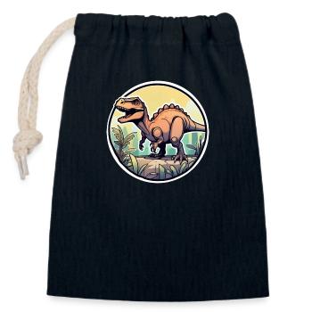 dinosaure dessin animé - Sac cadeau en coton avec cordon (14 x 20 cm) - bleu marine - Devant