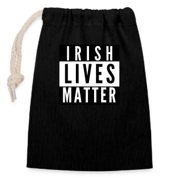 Irish Lives Matter - Verschließbarer Geschenkbeutel aus Baumwolle (14x20cm) - Schwarz - Vorne