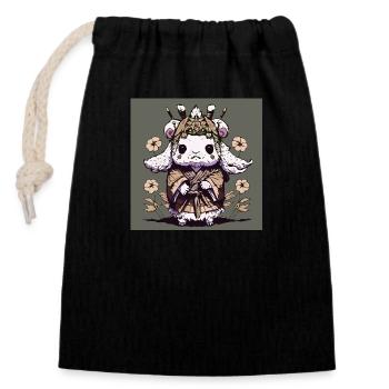 Goat in kimono - Closable cotton gift bag (14x20cm) - black - Front