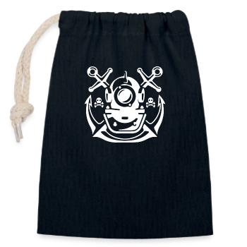 Aventure en haute mer - Sac cadeau en coton avec cordon (14 x 20 cm) - bleu marine - Devant