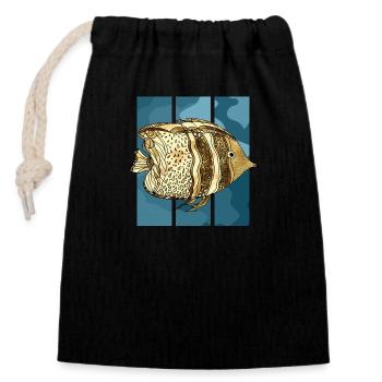Fish - Closable cotton gift bag (14x20cm) - black - Front