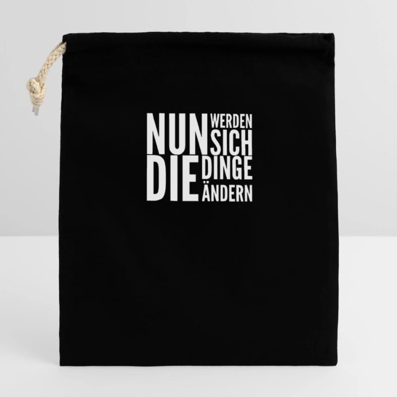 ab jetzt wird alles anders Verschließbarer Geschenkbeutel aus Baumwolle (14x20cm)