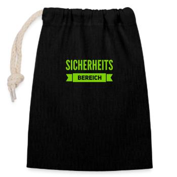 gesicherter Bereich - Verschließbarer Geschenkbeutel aus Baumwolle (14x20cm) - Schwarz - Vorne