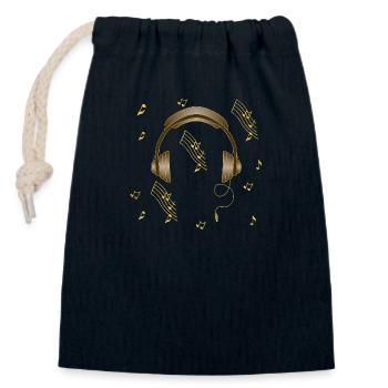 Kopfhörer - Verschließbarer Geschenkbeutel aus Baumwolle (14x20cm) - Navy - Vorne