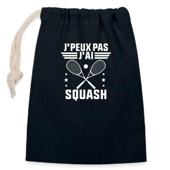 Je peux Pas J'ai Squash idée Cadeau Squash - Sac cadeau en coton avec cordon (14 x 20 cm) - bleu marine - Devant