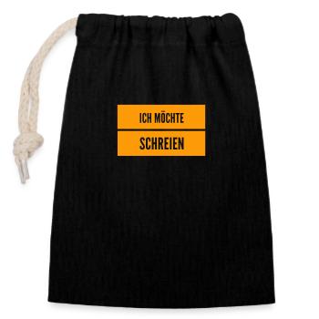 schreien wäre schön - Verschließbarer Geschenkbeutel aus Baumwolle (14x20cm) - Schwarz - Vorne