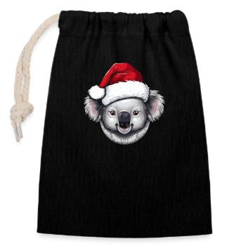 Koala Christmas Animal Head - Closable cotton gift bag (14x20cm) - black - Front