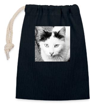 Süße Katze - Verschließbarer Geschenkbeutel aus Baumwolle (14x20cm) - Navy - Vorne
