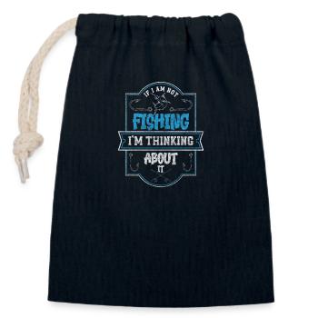 Angler, Fisherman, Fishing Rod, Carp - Closable cotton gift bag (14x20cm) - navy - Front