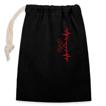 Squash battement de coeur idée Cadeau Squash - Sac cadeau en coton avec cordon (14 x 20 cm) - noir - Devant