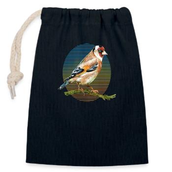 Bunter Vogel - Verschließbarer Geschenkbeutel aus Baumwolle (14x20cm) - Navy - Vorne