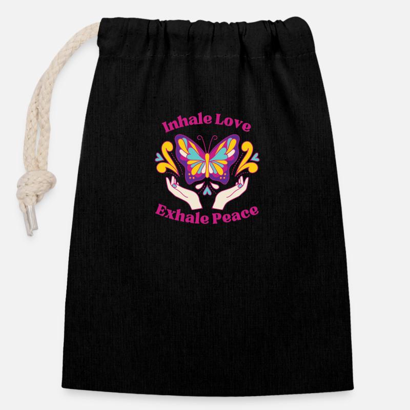 Positive Affirmation - Sac cadeau en coton avec cordon (14 x 20 cm) - noir