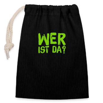 ist hier jemand? - Verschließbarer Geschenkbeutel aus Baumwolle (14x20cm) - Schwarz - Vorne