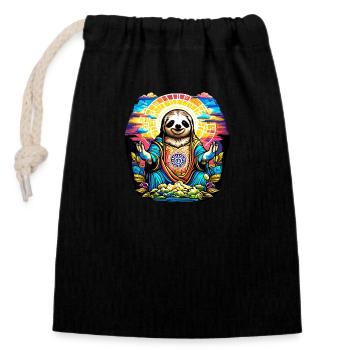 Believing Sloth - Closable cotton gift bag (14x20cm) - black - Front