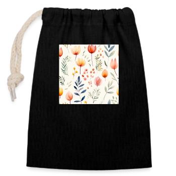 Floraison à l’aquarelle - Sac cadeau en coton avec cordon (14 x 20 cm) - noir - Devant