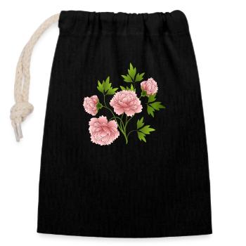 Flowers - Closable cotton gift bag (14x20cm) - black - Front