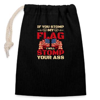 America Patriotic Power - Closable cotton gift bag (14x20cm) - black - Front