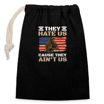 Drapeau patriotique du rêve américain des États-Unis - Sac cadeau en coton avec cordon (14 x 20 cm) - noir - Devant