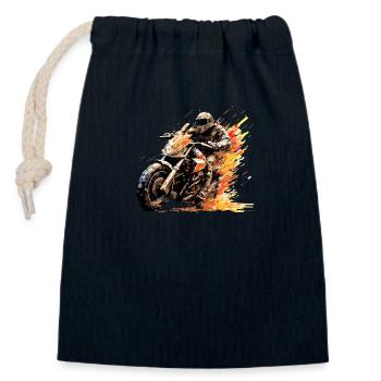 Résumé de compétition de course de moto à vitesse rapide - Sac cadeau en coton avec cordon (14 x 20 cm) - bleu marine - Devant