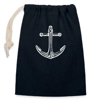 Conception de marin de tatouage de skipper d'ancre vintage - Sac cadeau en coton avec cordon (14 x 20 cm) - bleu marine - Devant