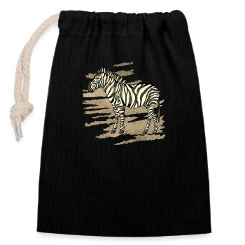 Zèbre - Sac cadeau en coton avec cordon (14 x 20 cm) - noir - Devant