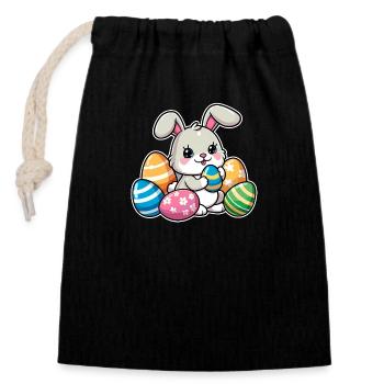 Big Egg Bunny - Closable cotton gift bag (14x20cm) - black - Front