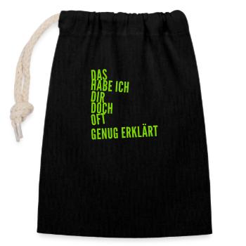 keinen Bock mehr - Verschließbarer Geschenkbeutel aus Baumwolle (14x20cm) - Schwarz - Vorne