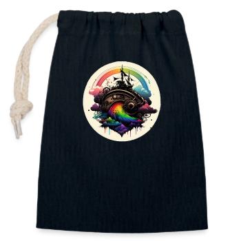 Castle Rainbow - Closable cotton gift bag (14x20cm) - navy - Front