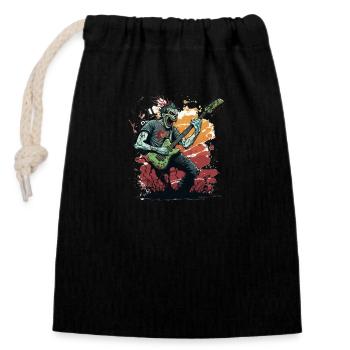 zombie with rock guitar - Closable cotton gift bag (14x20cm) - black - Front