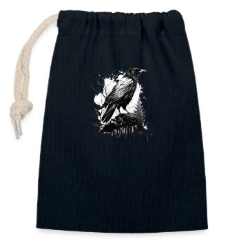 Crow - Closable cotton gift bag (14x20cm) - navy - Front