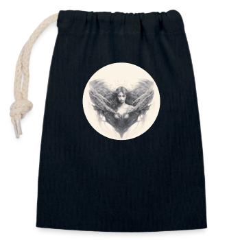 Nachdenklicher Engel - Verschließbarer Geschenkbeutel aus Baumwolle (14x20cm) - Navy - Vorne