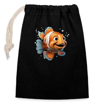 Les poissons-clowns ont des marques corporelles orange et blanches - Sac cadeau en coton avec cordon (14 x 20 cm) - noir - Devant