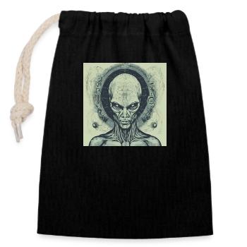 Espace d’astronomie - Sac cadeau en coton avec cordon (14 x 20 cm) - noir - Devant