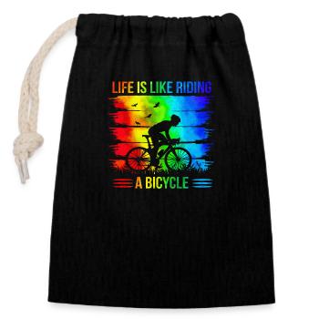 bike bicycle cycle lifestyle healthy transport - Closable cotton gift bag (14x20cm) - black - Front