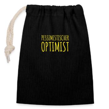 ein neuer pessimistischer Optimist - Verschließbarer Geschenkbeutel aus Baumwolle (14x20cm) - Schwarz - Vorne