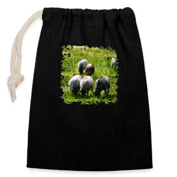 Les Heidschnucken sont une vieille race de moutons - Sac cadeau en coton avec cordon (14 x 20 cm) - noir - Devant