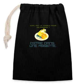 Blague de poisson - Sac cadeau en coton avec cordon (14 x 20 cm) - noir - Devant