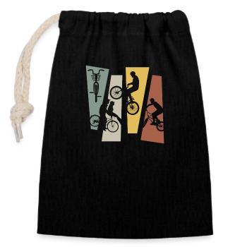 Vélo rétro vintage - Sac cadeau en coton avec cordon (14 x 20 cm) - noir - Devant