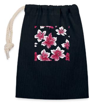 Hawaiianische Blumen - Verschließbarer Geschenkbeutel aus Baumwolle (14x20cm) - Navy - Vorne