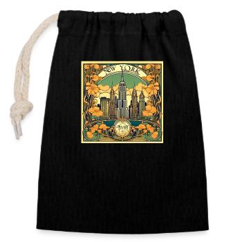 New York Jugendstil Vintage - Verschließbarer Geschenkbeutel aus Baumwolle (14x20cm) - Schwarz - Vorne
