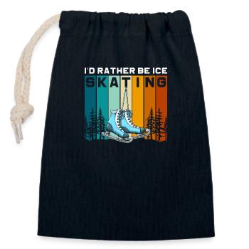 Patinage sur glace Patins à glace Patinage sur glace froide - Sac cadeau en coton avec cordon (14 x 20 cm) - bleu marine - Devant