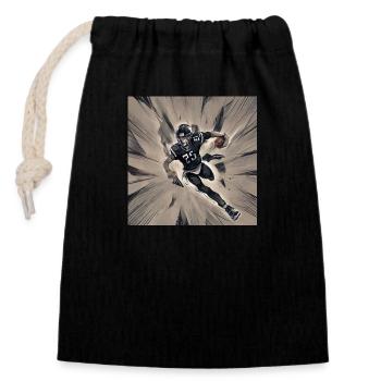 American Football Quarterback Running Ball - Closable cotton gift bag (14x20cm) - black - Front