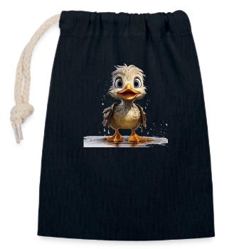 Drôle de canard trempé - Sac cadeau en coton avec cordon (14 x 20 cm) - bleu marine - Devant