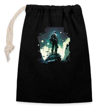 Spaceman - Closable cotton gift bag (14x20cm) - black - Front