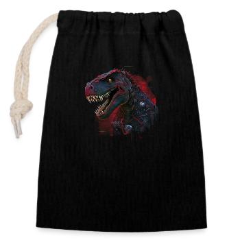 T rexbot - Closable cotton gift bag (14x20cm) - black - Front