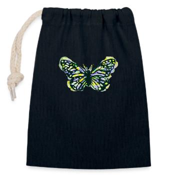 Abstract butterfly - watercolor style cute - Closable cotton gift bag (14x20cm) - navy - Front